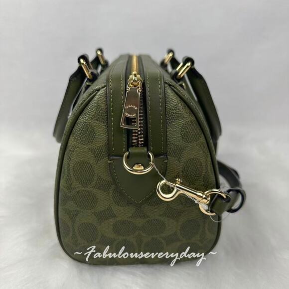 Coach Rowan Satchel Crossbody Bag In Signature Canvas/Gold/Olive CV961 NWT - Picture 3 of 9